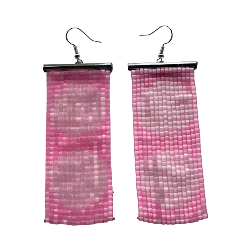 Two Circle beaded earrings- Lilac And Pink