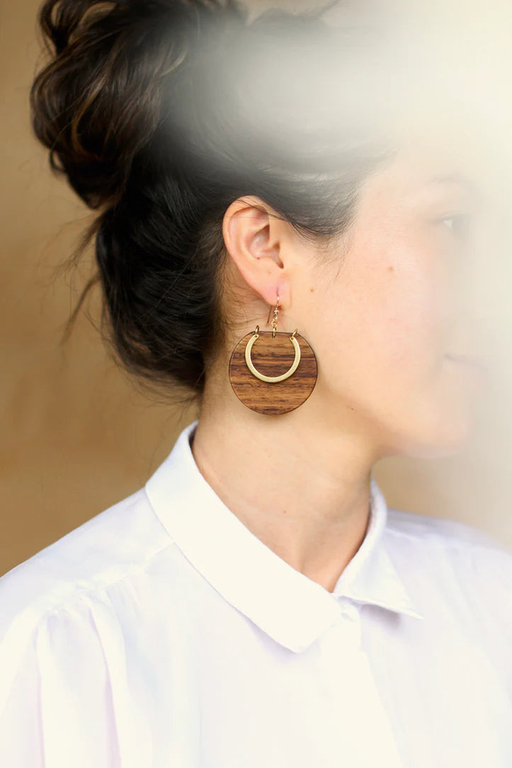 Brass + Wood Lucky Earrings