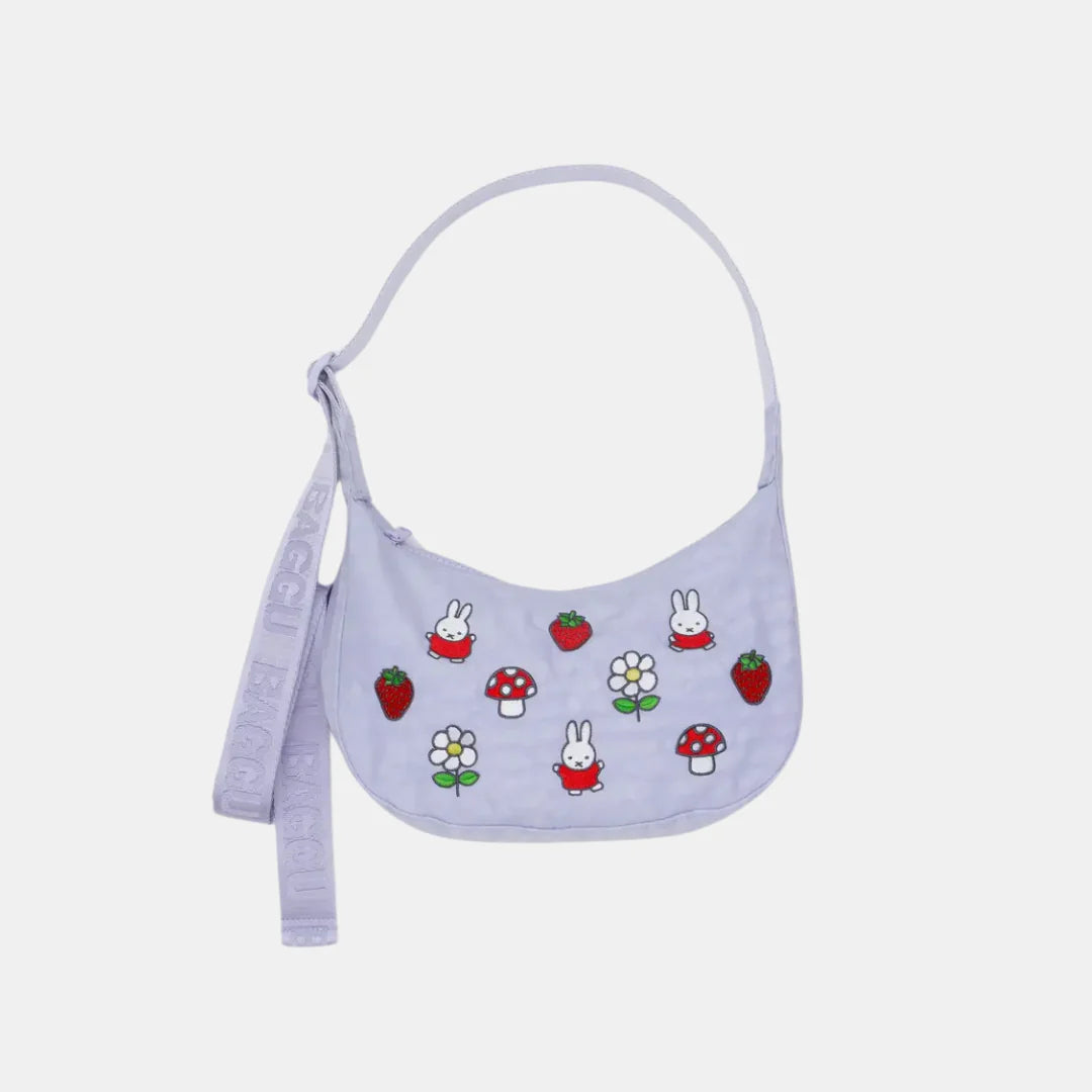 Embroidered Miffy Small Nylon Crescent Bag