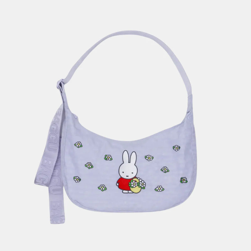 Embroidered Miffy Medium Nylon Crescent Bag