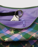 Baggu Medium Nylon Crescent Bag - Green Star Plaid