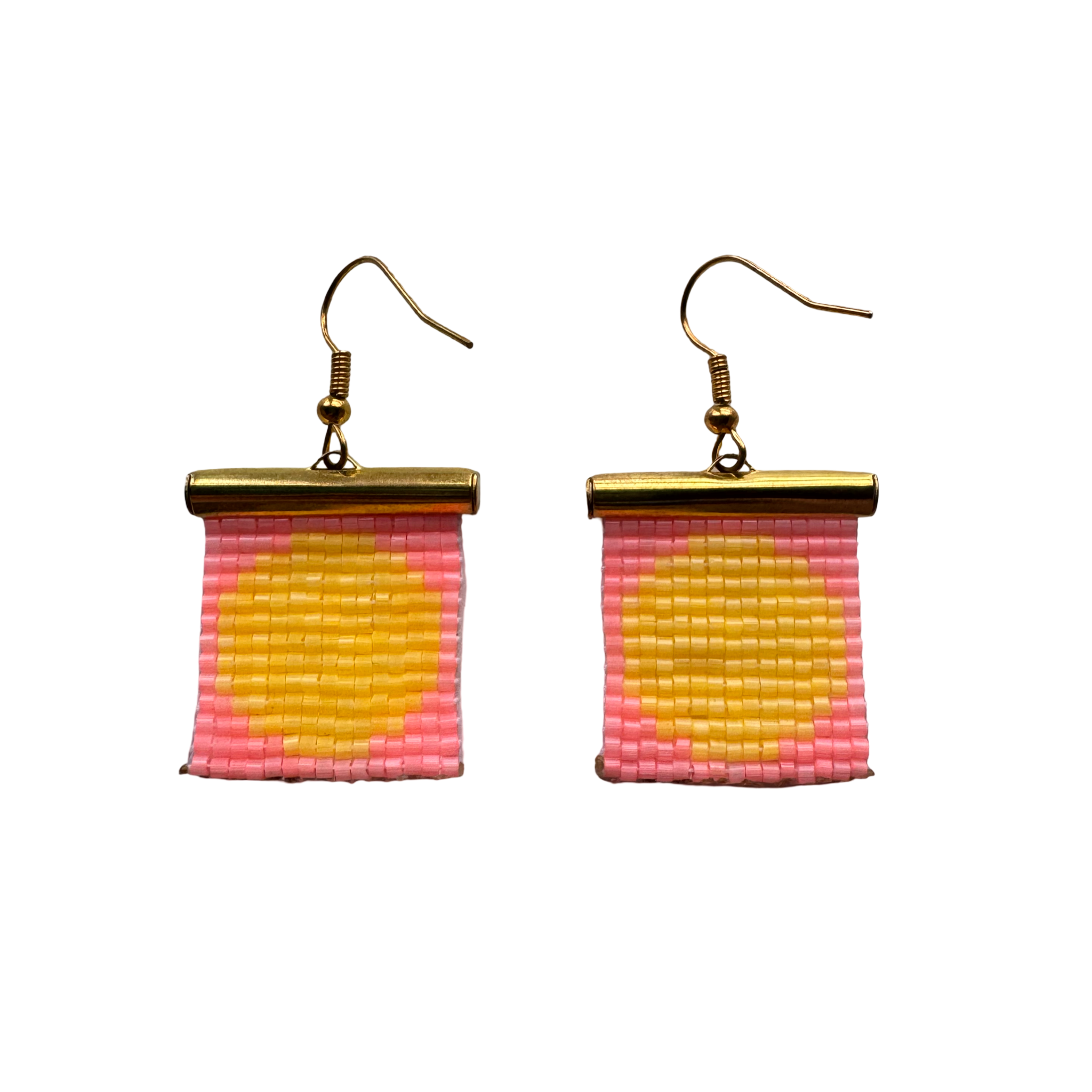 Mini Circle beaded earrings- Peach and Yellow
