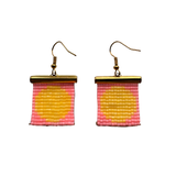 Mini Circle beaded earrings- Peach and Yellow