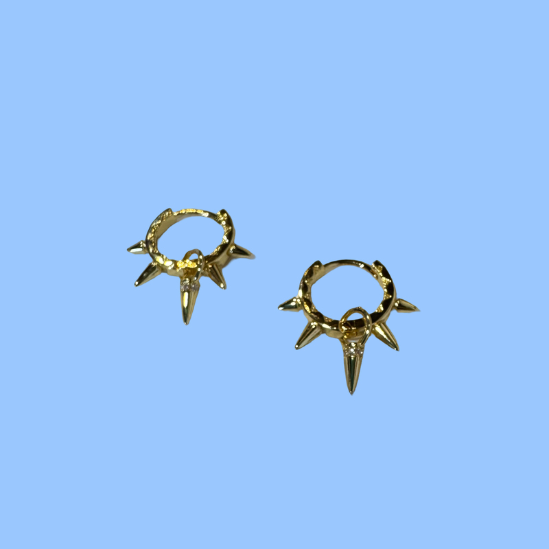 Gold Spike Huggie Earrings