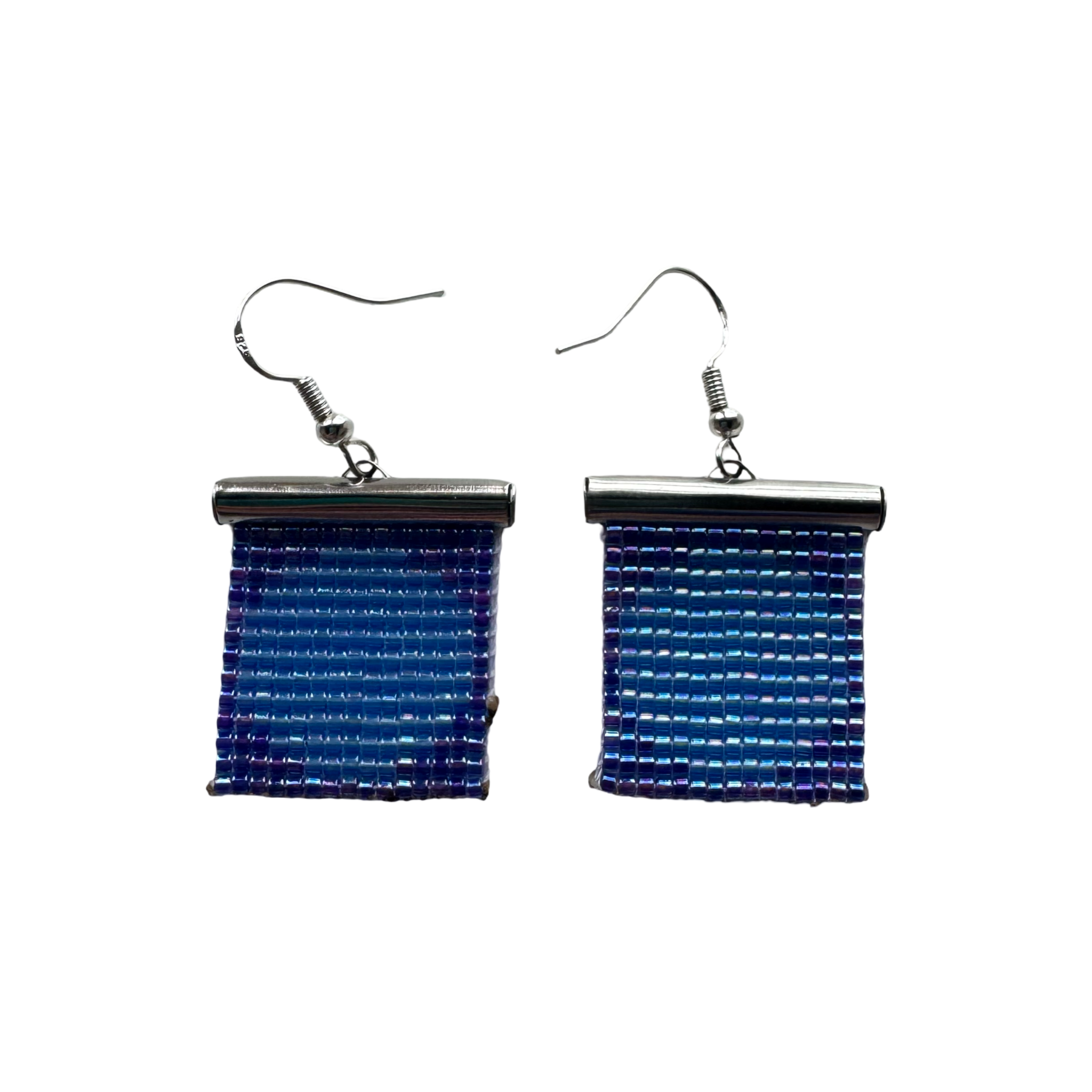 Mini Circle beaded earrings- Blue