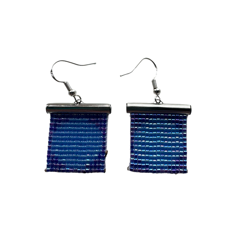 Mini Circle beaded earrings- Blue