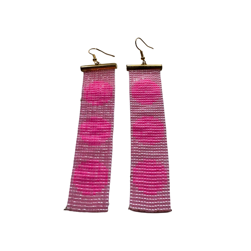 Triple Circle beaded earrings- Pink
