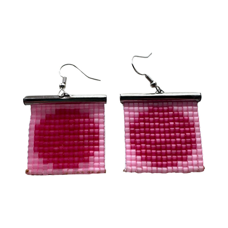 Circle beaded earrings- Pink and Red