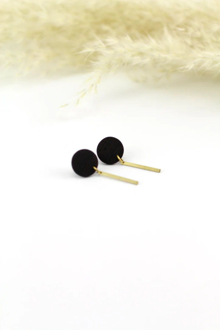 Brass + Wood Drip Earrings