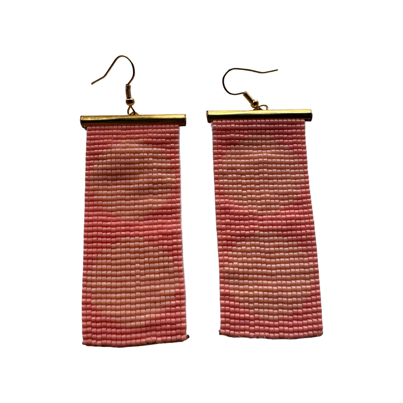 Two Circle beaded earrings- Orange