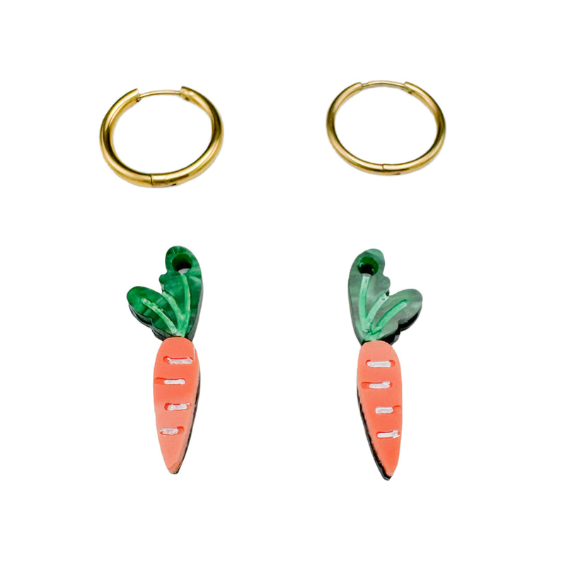 Carrot Charm Hoops
