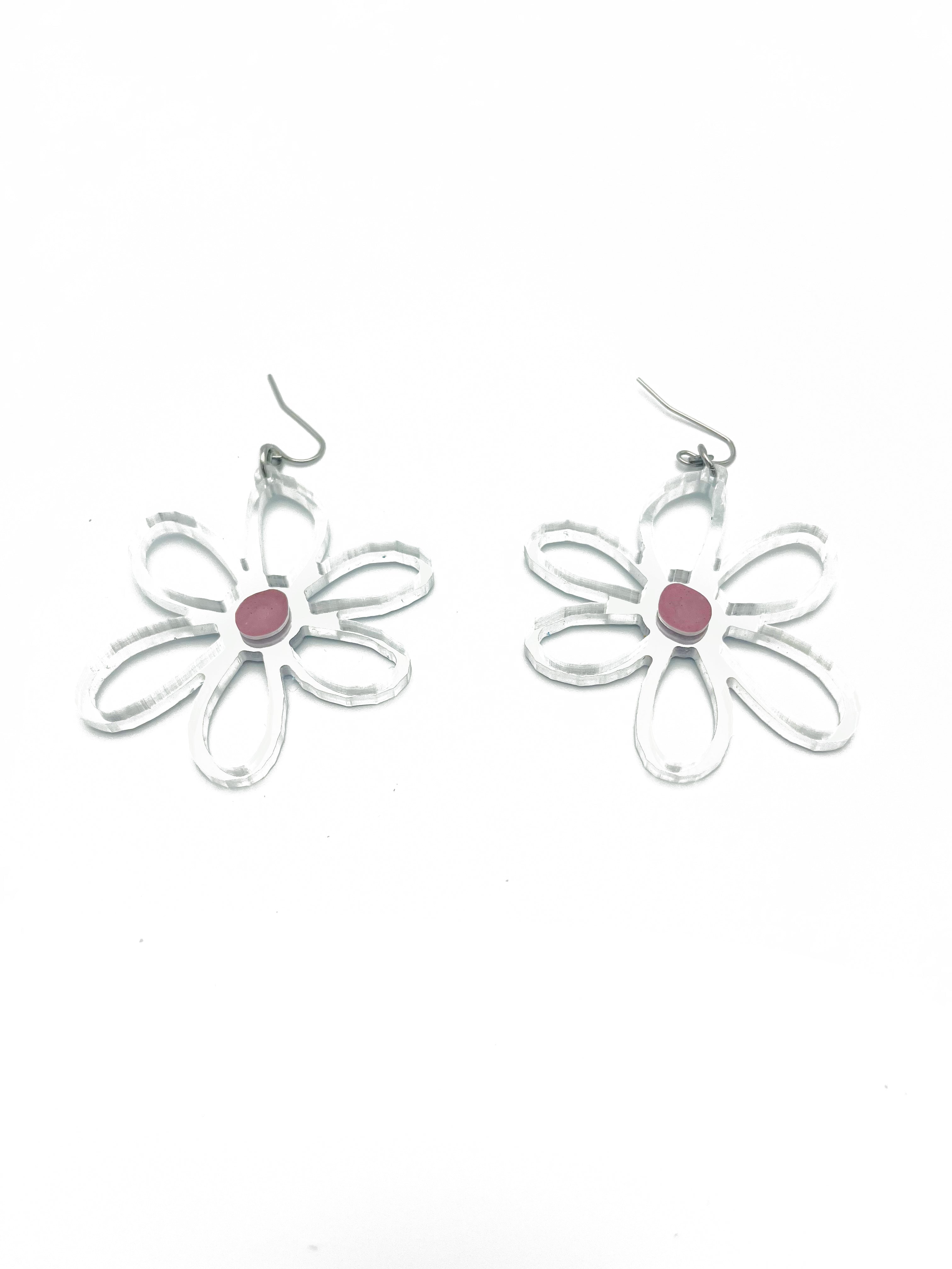Large Silver Outline Daisy earrings