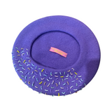 Ghost Eyes Sequined  Beret- Lilac Squiggle