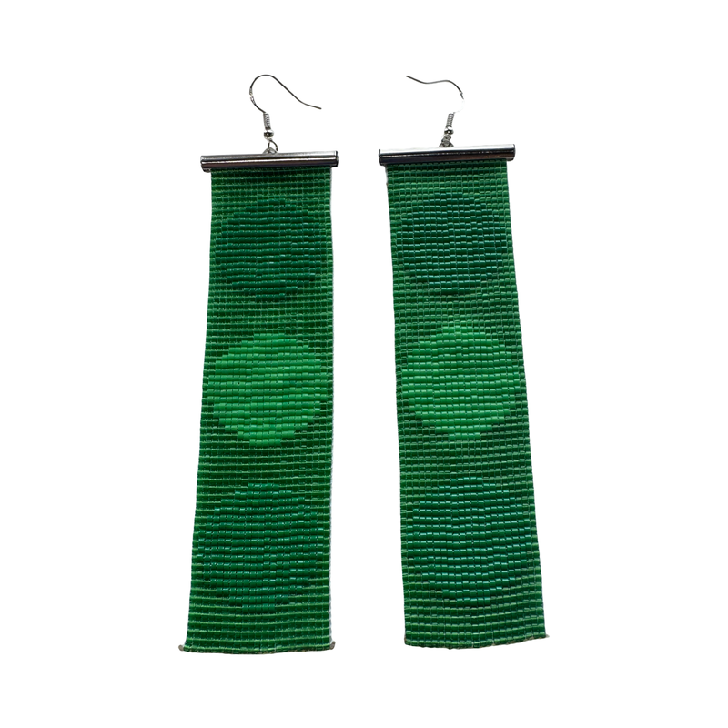 Triple Circle beaded earrings-Green