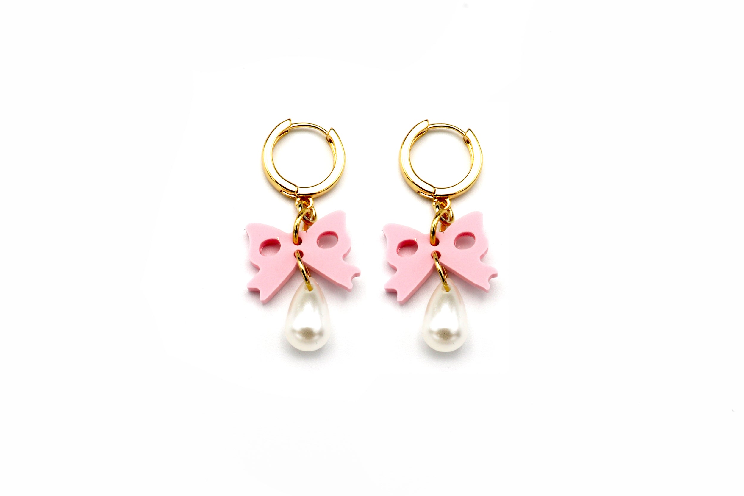 Bow Pearl Drops - Baby Pink