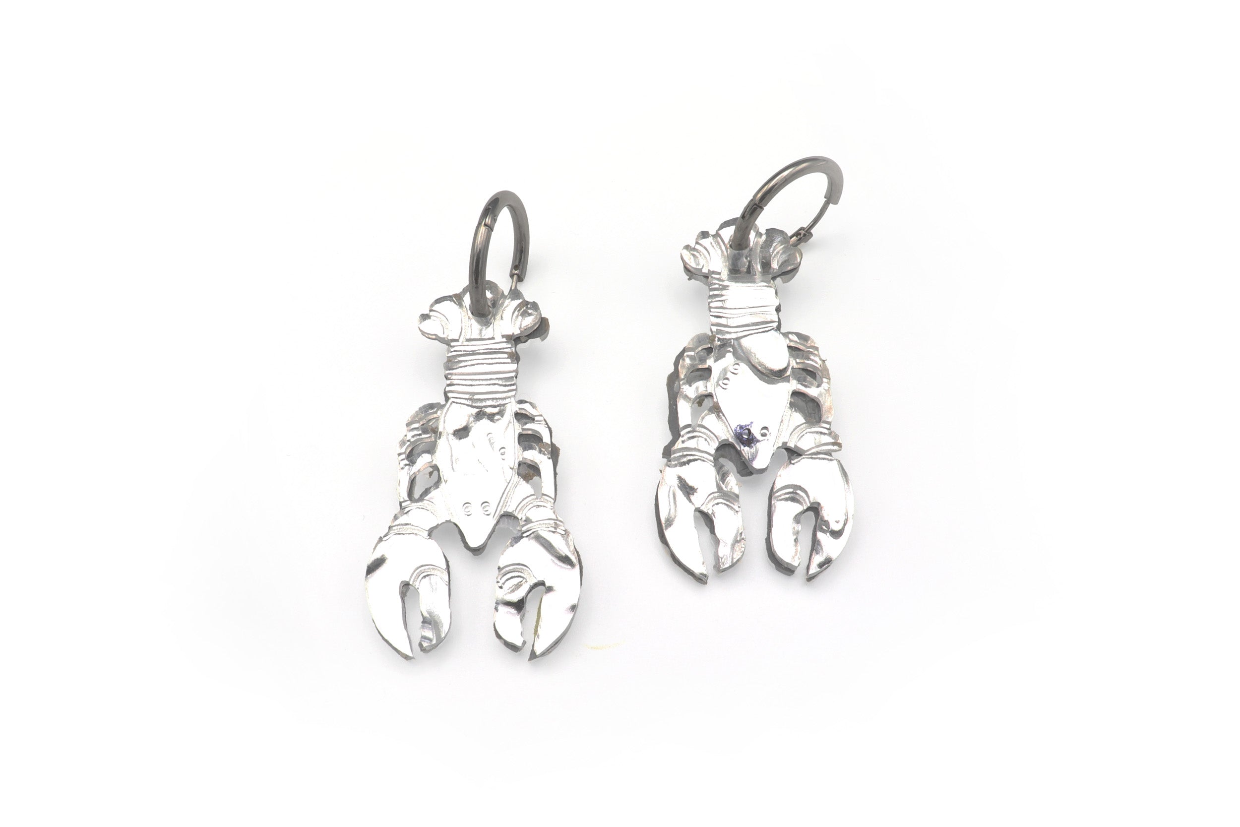 Lobster Earrings - Molten Silver