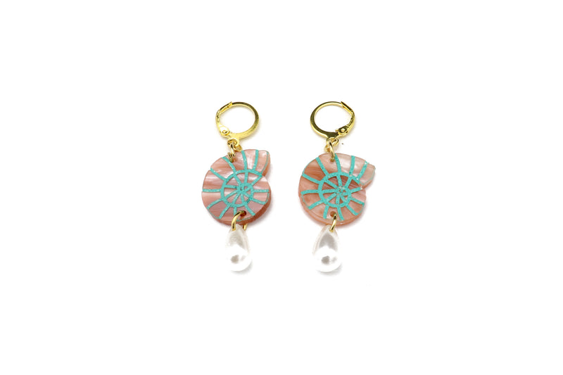 Mini Swirl Shell Hoop  Earrings