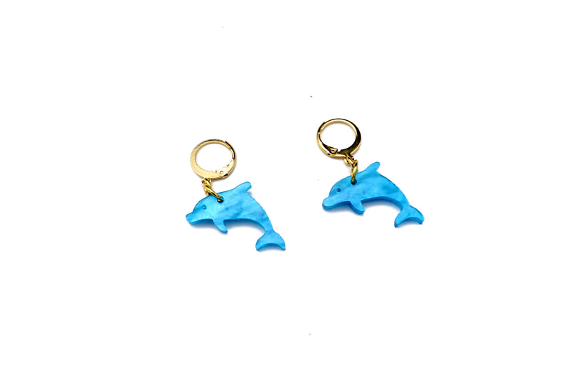 Mini Dolphin Charm Earrings