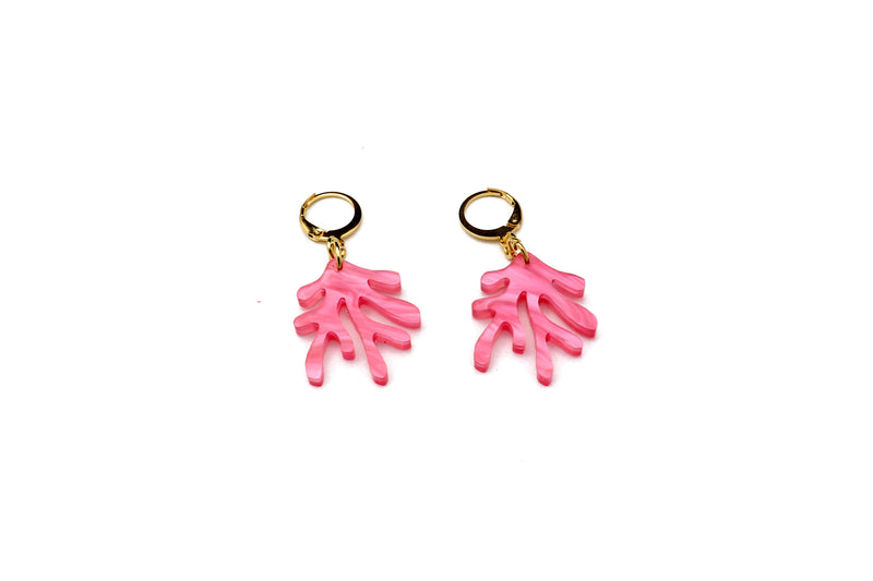 Mini Coral Charm Earrings - Pink