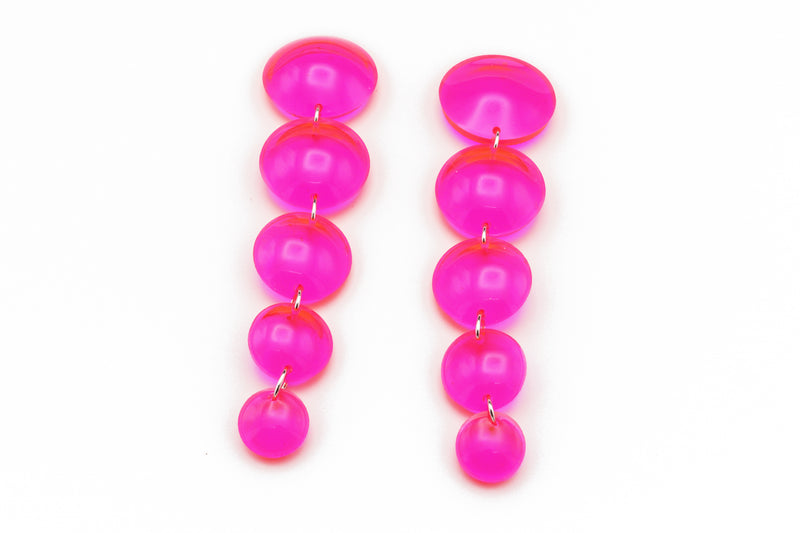Long Bubble Drop Earrings - Neon Pink
