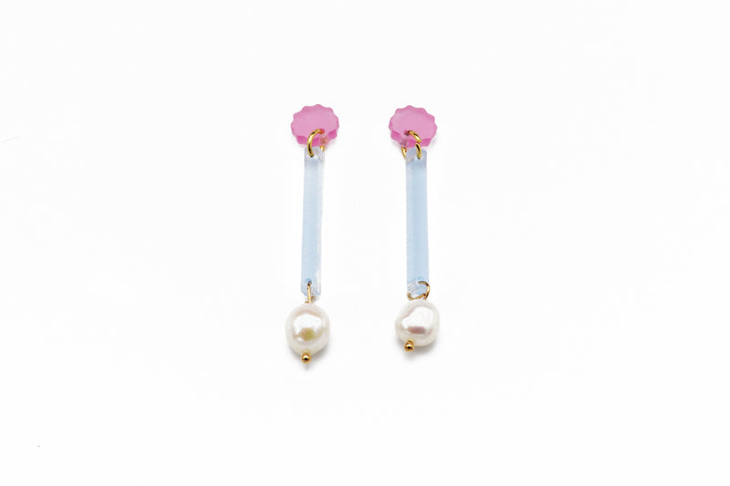Line Earrings - Frost Blue