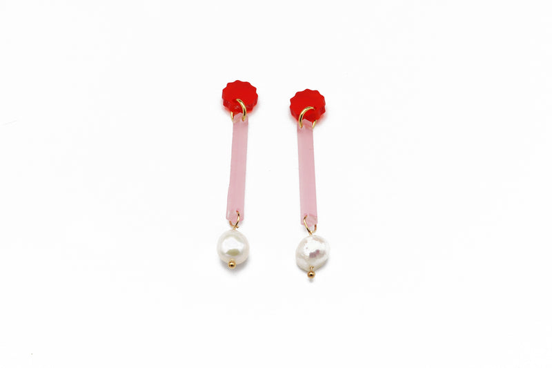 Line Earrings - Frost Pink