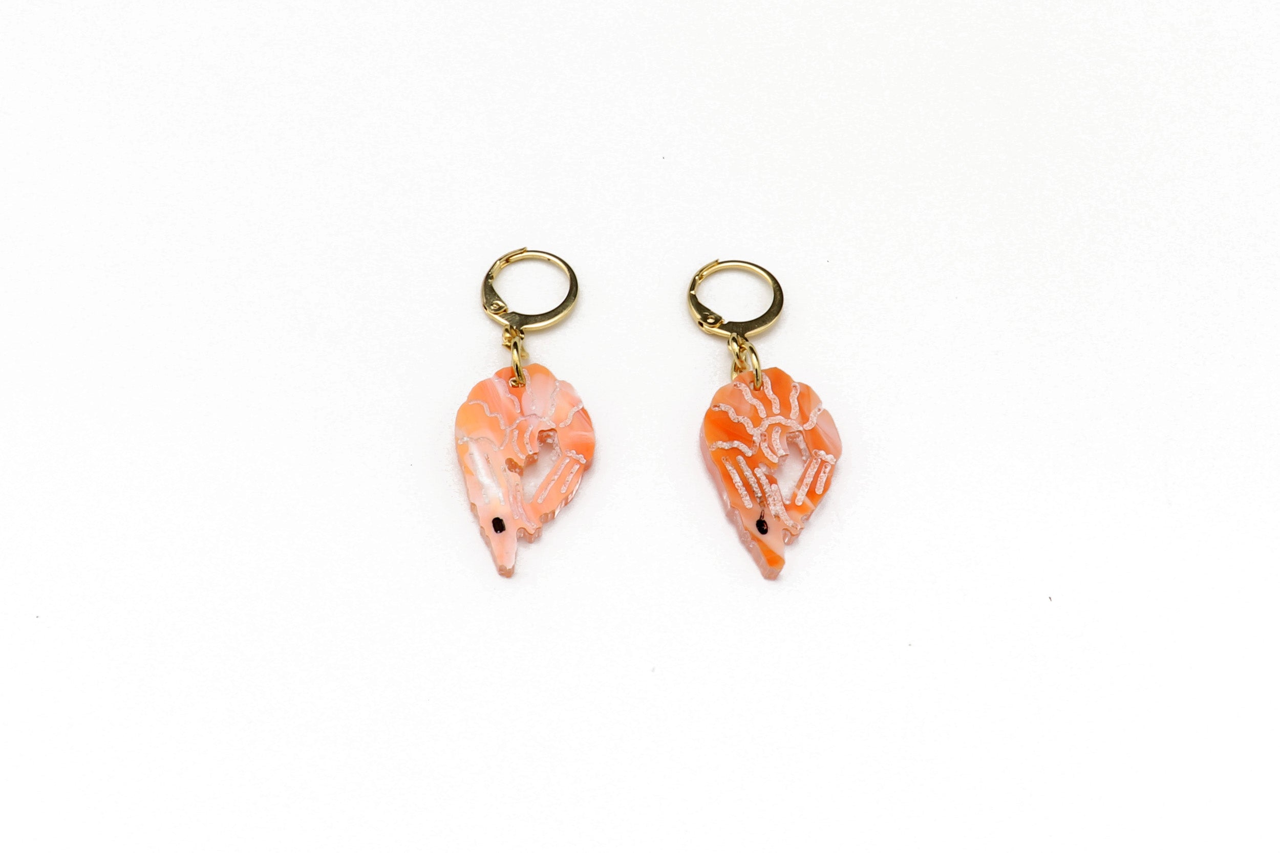 Mini Shrimp Charm Earrings