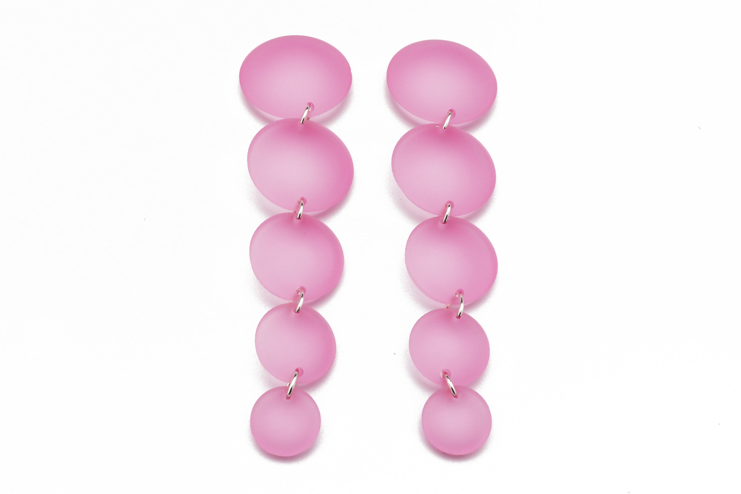 Long Bubble Drop Earrings - Frost Pink