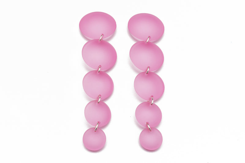 Long Bubble Drop Earrings - Frost Pink