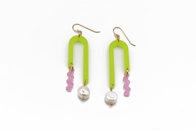 Arch Earrings - Frost Chartreuse