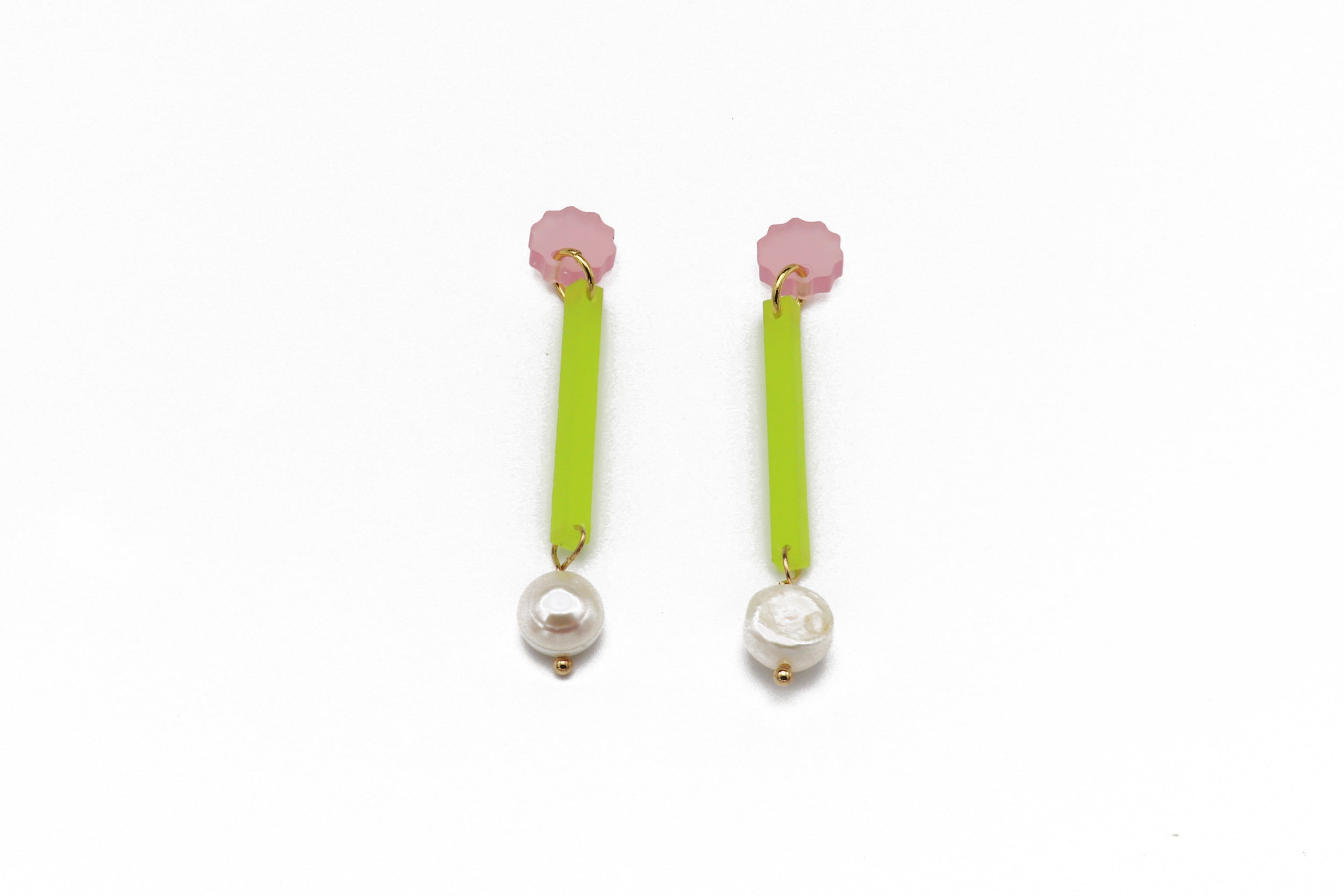 Line Earrings - Frost Chartreuse