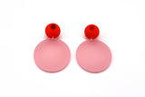 Large Double Bubble Earrings - Frost Red - Pink