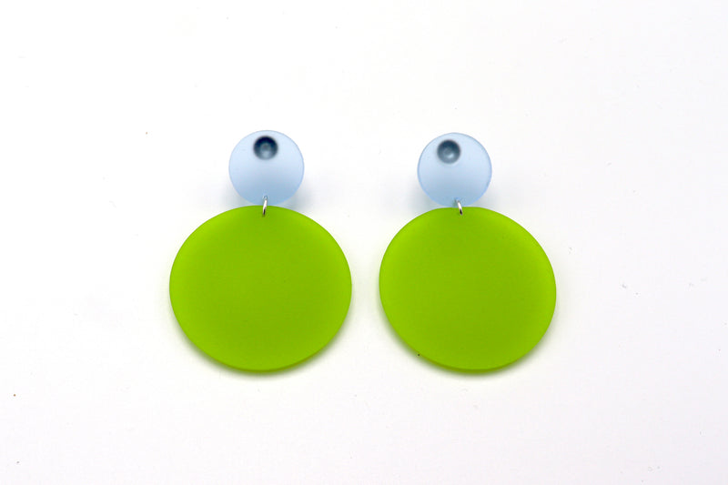 Large Double Bubble Earrings - Frost Blue - Chartreuse