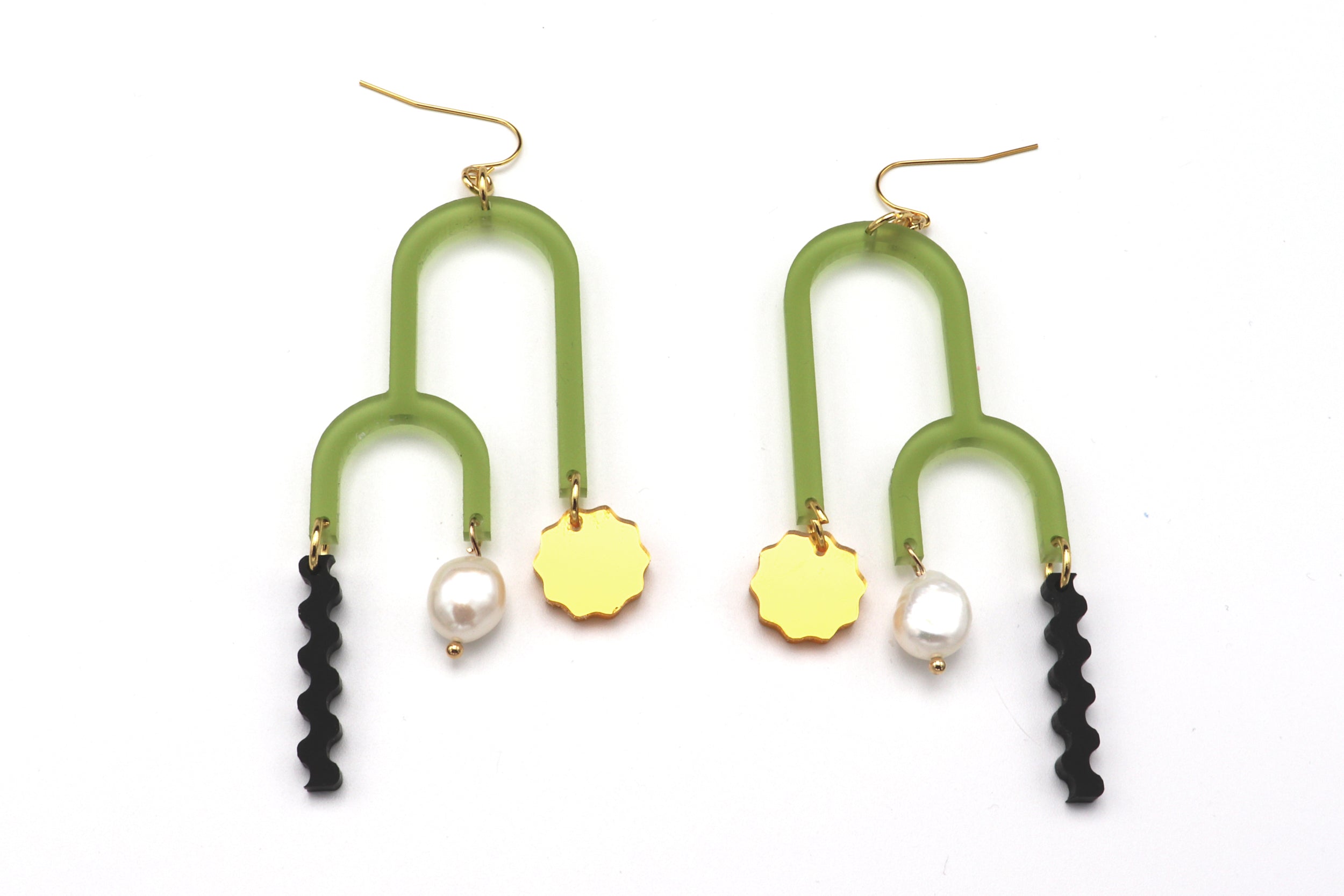 Double Arch Earrings - Frost Moss