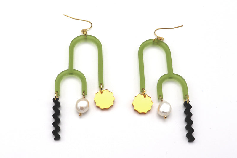 Double Arch Earrings - Frost Moss