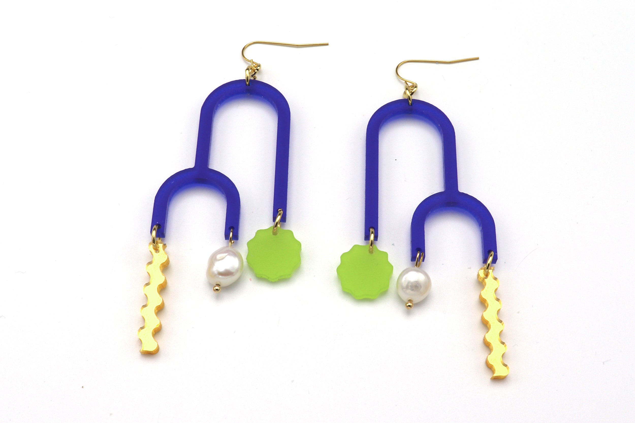Double Arch Earrings - Cobalt Blue