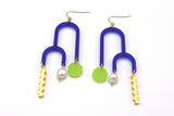 Double Arch Earrings - Cobalt Blue