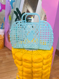 Mini Plastic Basket Bag- Teal