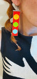 Rectangle Circles  Beaded earrings- Red, Yellow, Lime, and Blue