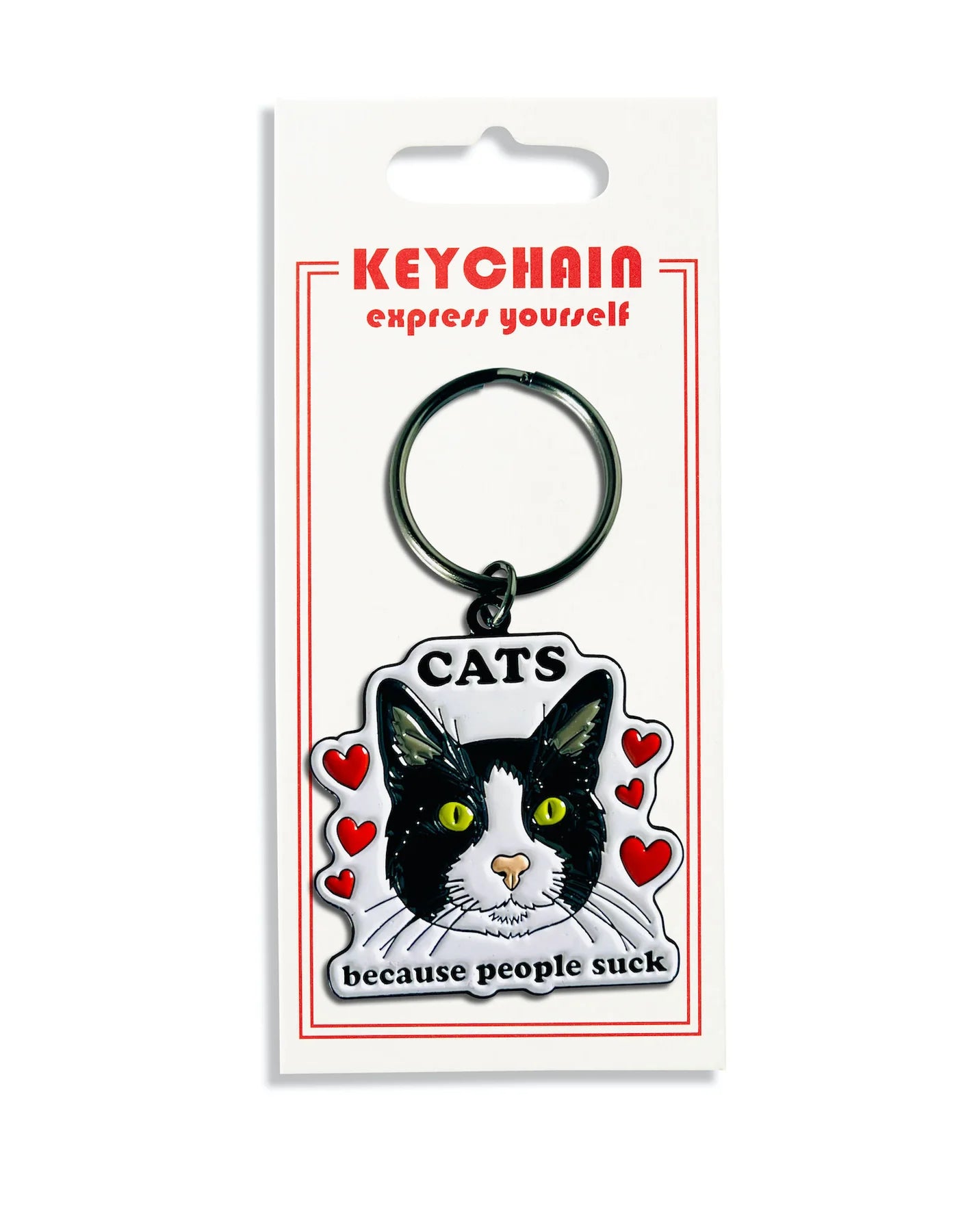 "Cats because people suck" Enamel Keychain