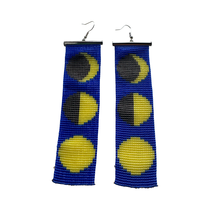 Triple Circle beaded earrings-Blue Moons
