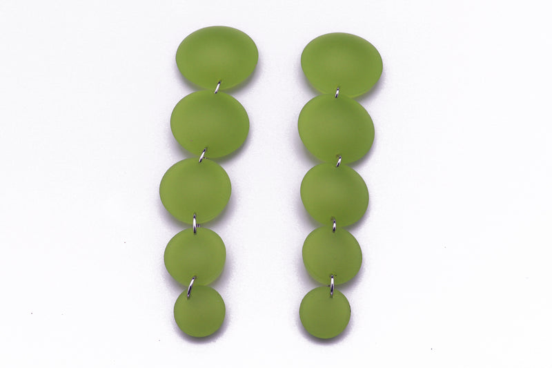 Long Bubble Drop Earrings - Frost Moss