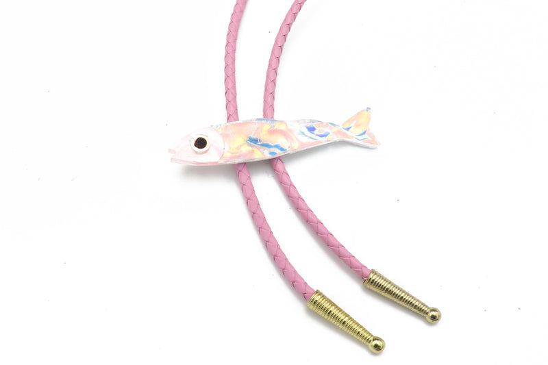 Pink Iridescent Sardine Bolo Tie