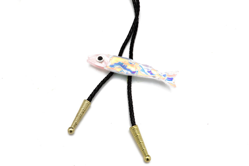 Pink Iridescent Sardine Bolo Tie