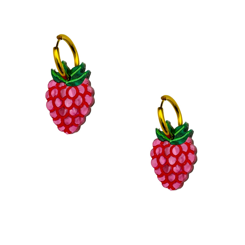 Raspberry Charm Hoop Earrings