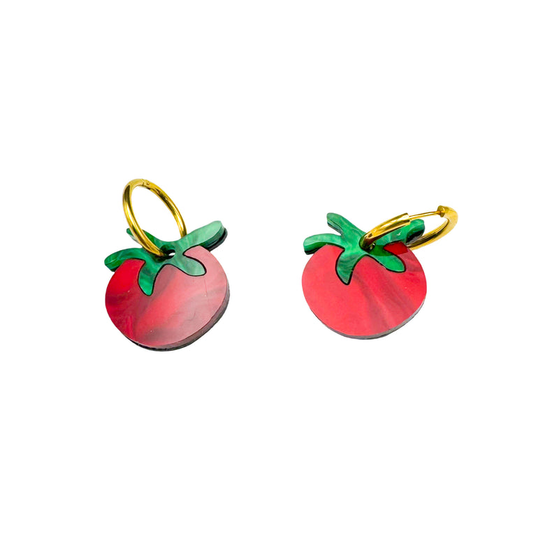 Tomato Charm Hoops