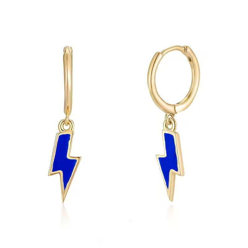 Blue Lightning Hoop Earrings