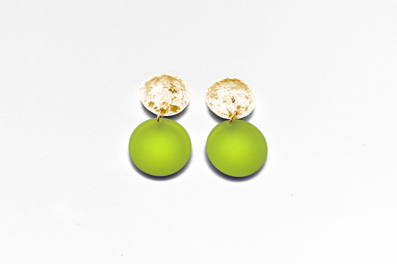 Small Double Bubble Earrings - Frost Chartreuse