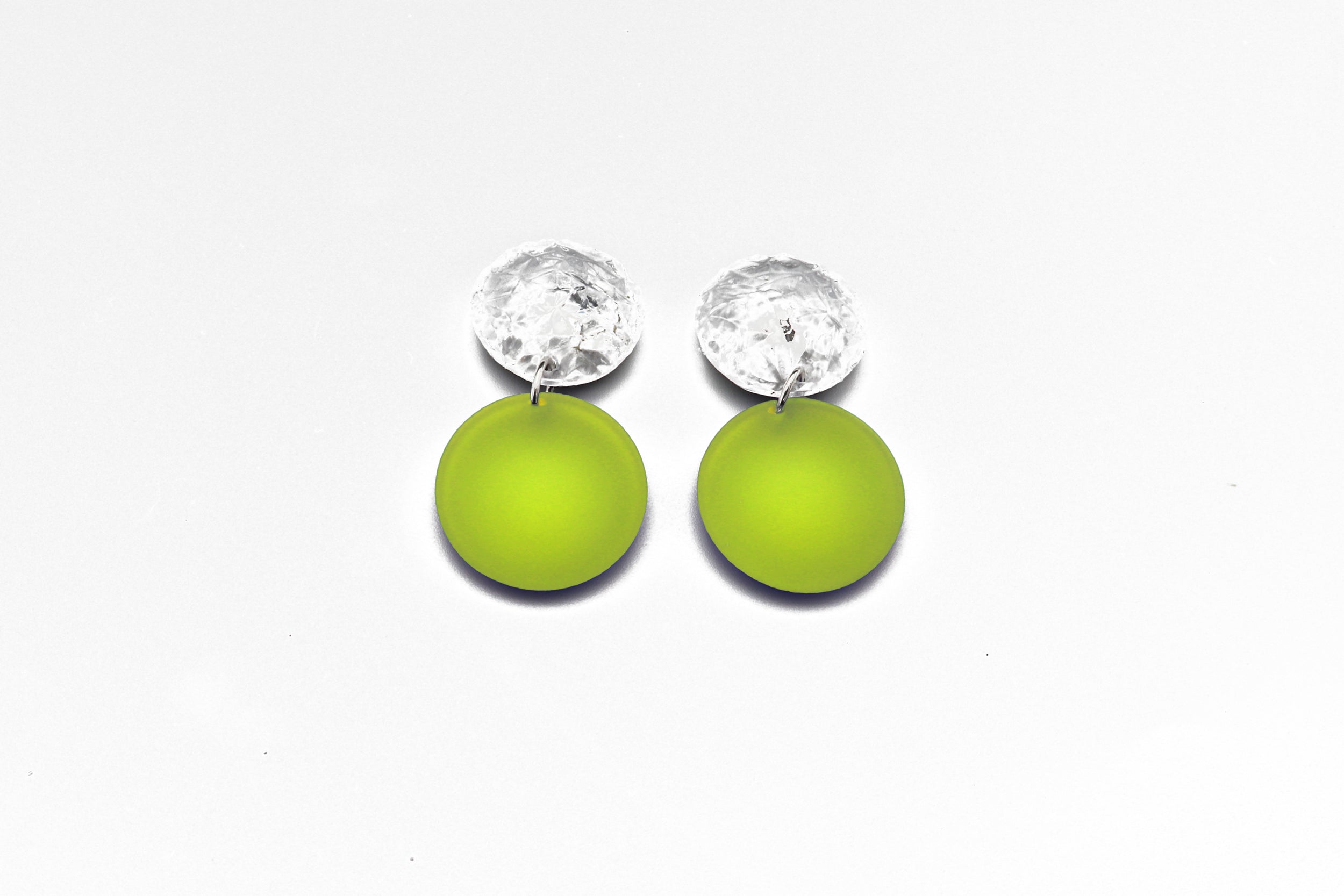 Small Double Bubble Earrings - Frost Chartreuse