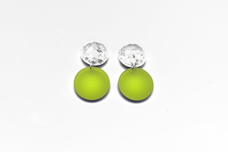 Small Double Bubble Earrings - Frost Chartreuse
